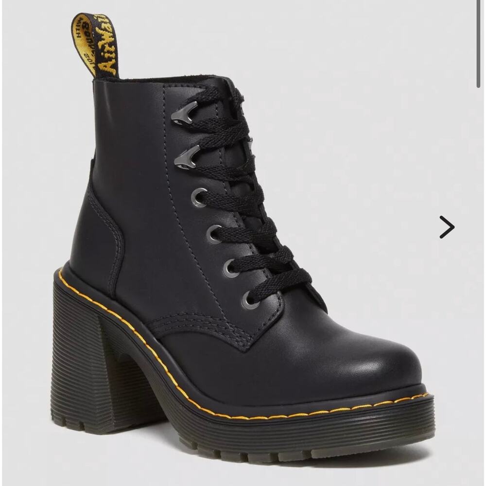 NEW Dr. Martens JESY SENDAL LEATHER LACE UP FLARED HEEL BOOTS size 7